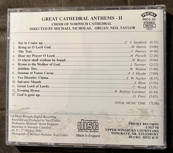 Norwich Cathedral Choir Directed By Michael Nicholas (2), Neil Taylor (18) : Great Cathedral Anthems - II (CD, Album)