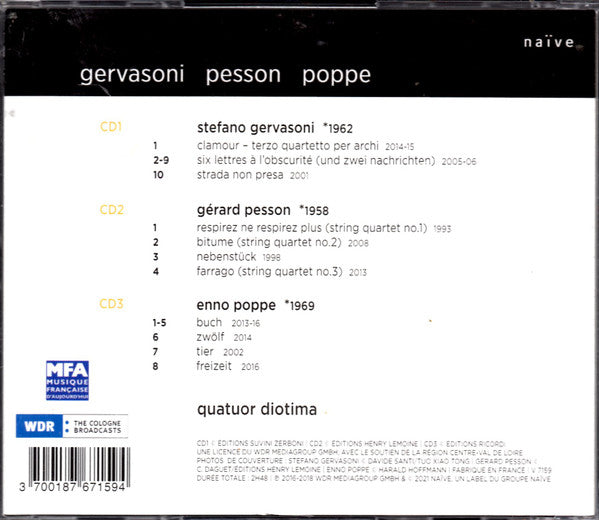 Quatuor Diotima - Stefano Gervasoni, Gérard Pesson, Enno Poppe : Gervasoni | Pesson | Poppe (3xCD, Album)