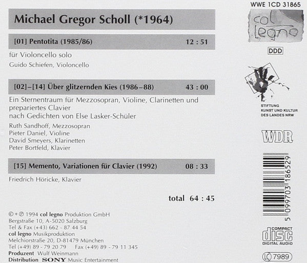 Michael Gregor Scholl : Pentotita / Über Glitzernden Kies / Memento (CD, Album)