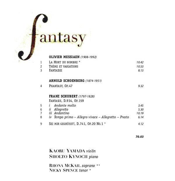 Kaoru Yamada, Sholto Kynoch, Rhona McKail, Nicky Spence : Fantasy: Works For Violin And Piano (CD, Album)