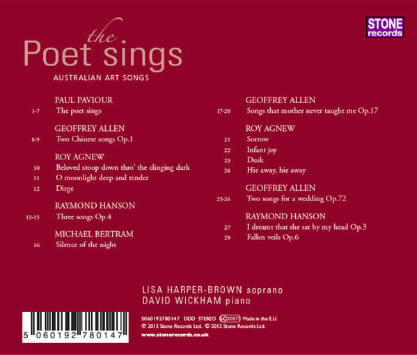 Lisa Harper-Brown, David Wickham (2) : The Poet Sings (CD, Album)