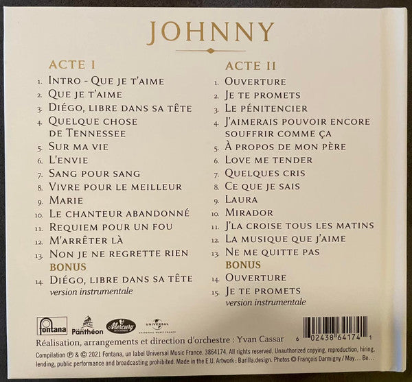 Johnny Hallyday : Actes I & II (CD, Album, RE + CD, Album, RE + Comp)