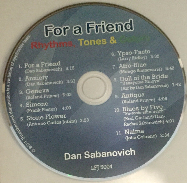 Daniel Sabanovich : For A Friend (CD)