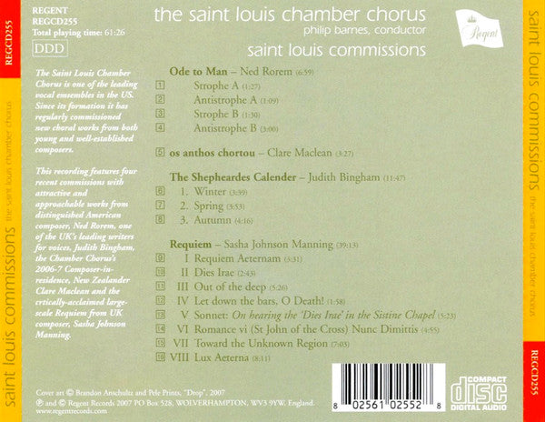 Ned Rorem, Clare Maclean, Judith Bingham, Sasha Johnson Manning, The Saint Louis Chamber Chorus, Philip Barnes : A Pageant Of Human Life (CD, Album)