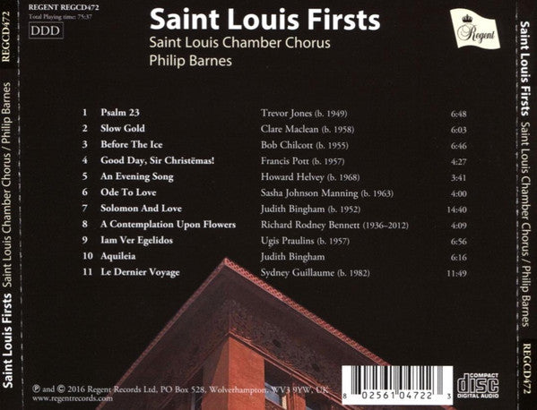 The Saint Louis Chamber Chorus, Philip Barnes : Saint Louis Firsts (CD, Album)