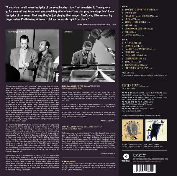 Lester Young Quartet : Collates (LP, Comp, Mono, RE, 180)