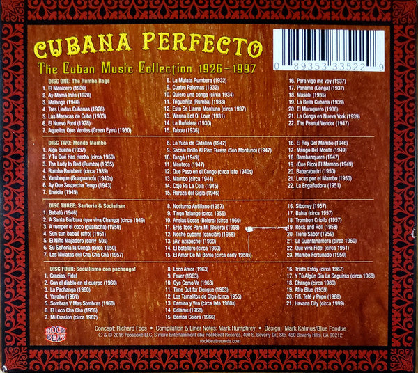 Various : Cubana Perfecto - The Cuban Music Collection 1926-1997 (4xCD, Comp)