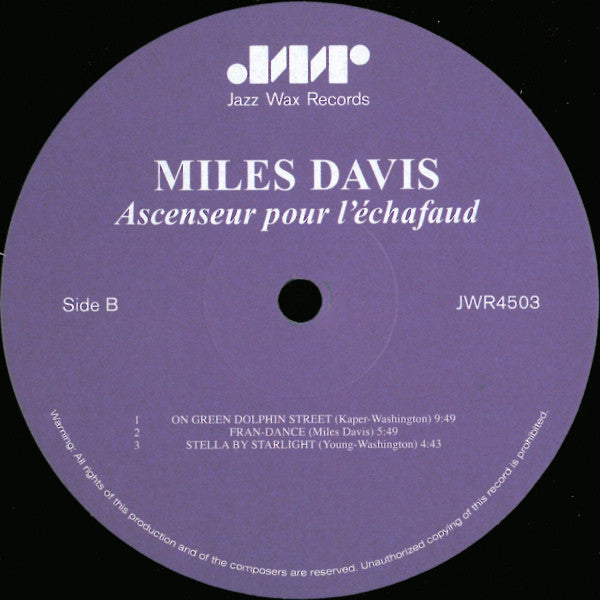 Miles Davis : Ascenseur Pour L'Échafaud = Lift To The Scaffold (LP, Album, Ltd, RE, RM, 180)