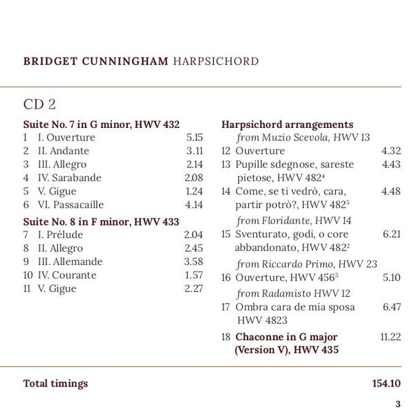 Georg Friedrich Händel, Bridget Cunningham : Handel's Eight Great Harpsichord Suites (2xCD)