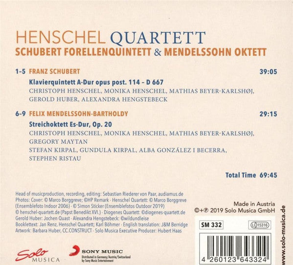 Henschel Quartett, Franz Schubert, Gerold Huber, Alexandra Hengstebeck, Felix Mendelssohn-Bartholdy, Diogenes Quartett : Schubert Forellenquintett & Mendelssohn Oktett (CD, Album)