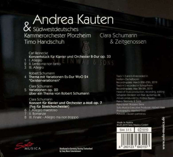 Andrea Kauten & Südwestdeutsches Kammerorchester, Timo Handschuh, Clara Schumann : Clara Schumann & Zeitgenossen (CD, Album)