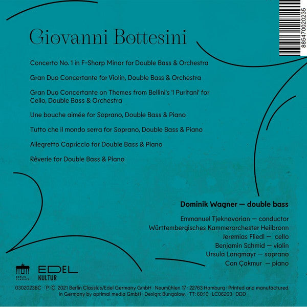 Giovanni Bottesini, Dominik Wagner (2), Württembergisches Kammerorchester : Revolution Of Bass (CD)