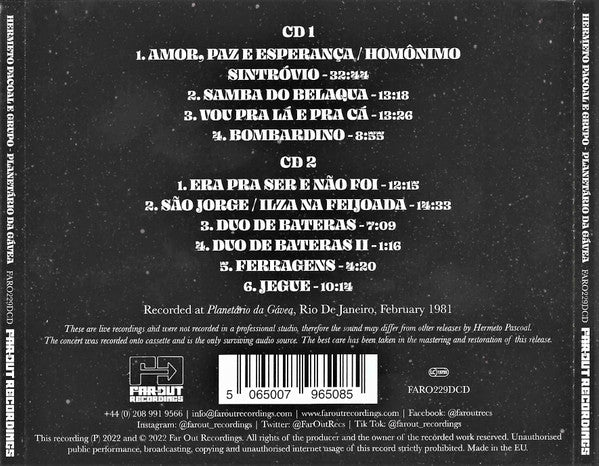 Hermeto Pascoal E Grupo : Planetário Da Gávea (2xCD, Album)