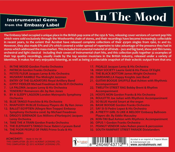 Various : In The Mood - Instrumental Gems From The Embassy Label (CD, Comp)