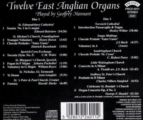 Geoffrey Hannant : Twelve East Anglian Organs  (2xCD, Comp, RE, RM)
