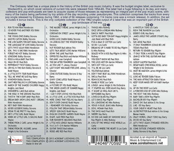 Various : 1962 Embassy British Hit Parade: Every Classic Woolworths Cover Version From 1962 (4xCD, Comp)
