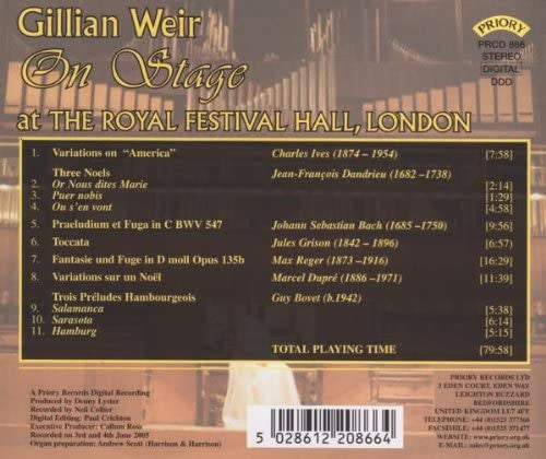 Gillian Weir : On Stage At The Royal Festival Hall (CD, Album)