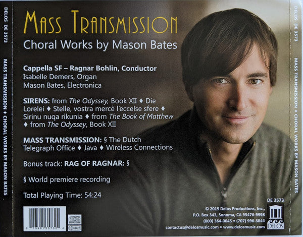 Mason Bates, Cappella SF, Ragnar Bohlin : Mass Transmission. Choral Works by Mason Bates (CD, Album)