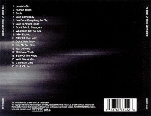 Rick Springfield : The Best Of Rick Springfield (CD, Comp)
