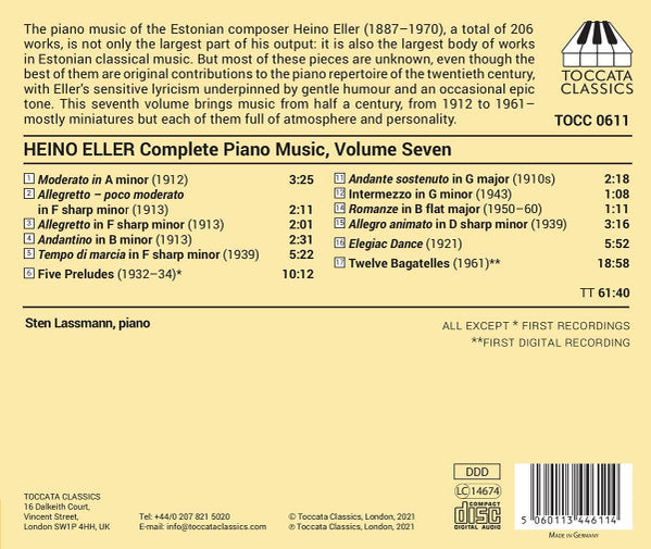 Heino Eller - Sten Lassmann :  Complete Piano Music, Volume Seven (CD, Album)