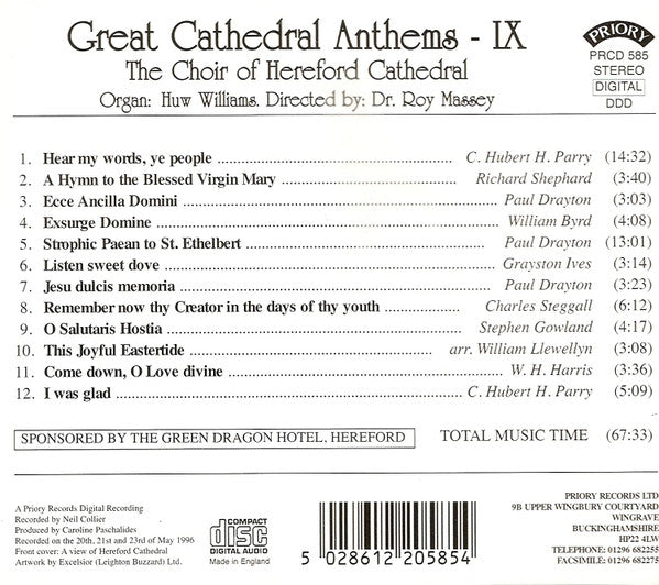 Choir Of Hereford Cathedral, Huw Williams (6) Directed By Roy Massey : Great Cathedral Anthems IX (CD, Album)