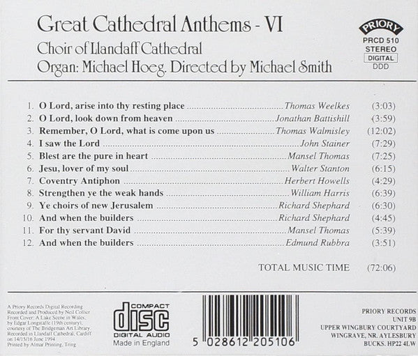 Llandaff Cathedral Choir, Michael Hoeg Directed By Michael Smith (45) : Great Cathedral Anthems VI (CD, Album)