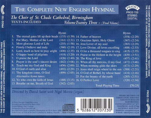 The Choir Of The Metropolitan Cathedral Church Of St Chad Birmingham Directed By David Saint : The Complete New English Hymnal - Volume Twenty-three : Final Volume (CD, Album)
