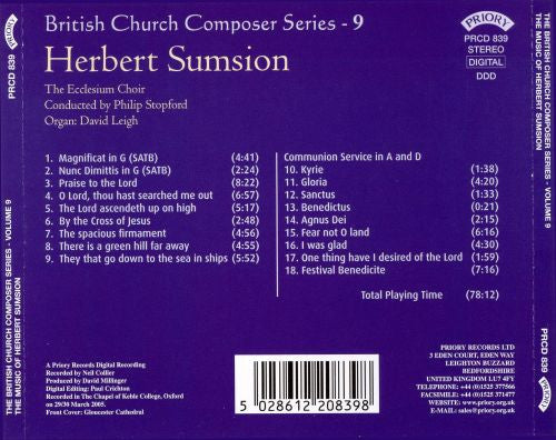 Herbert Sumsion, The Ecclesium Choir Conducted By Philip Stopford : British Church Composer Series - 9 (CDr)