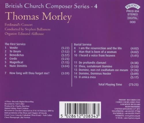 Thomas Morley, Ferdinand's Consort Conducted By Stephen Bullamore : British Church Composer Series - 4 (CDr)