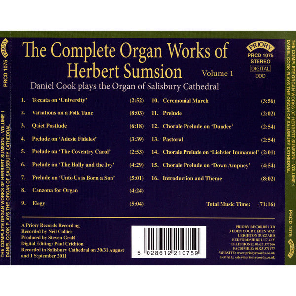 Herbert Sumsion, Daniel Cook (2) : The Complete Organ Works Of Herbert Sumsion (CD, Album)