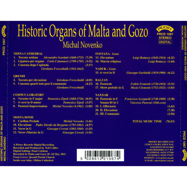 Michal Novenko : Historic Organs of Malta and Gozo (CD, Album)