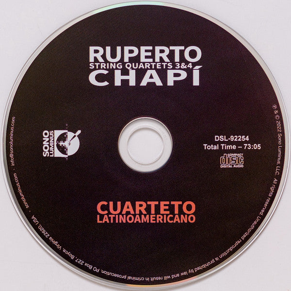 Ruperto Chapí, Cuarteto Latinoamericano : String Quartets 3&4 (CD)