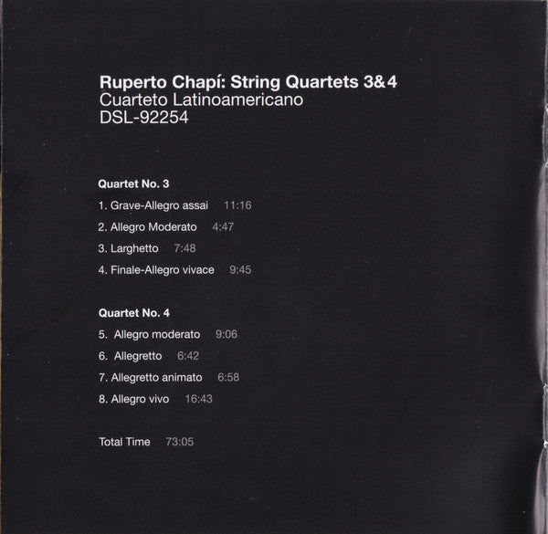 Ruperto Chapí, Cuarteto Latinoamericano : String Quartets 3&4 (CD)