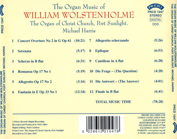 William Wolstenholme, Michael Harris (23) : The Organ Music Of William Wolstenholme  (CD, Album)