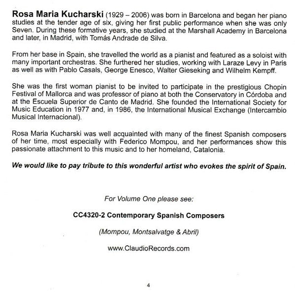 Rosa María Kucharski : Piano Musique Espagnole • Volume 2 (CDr)