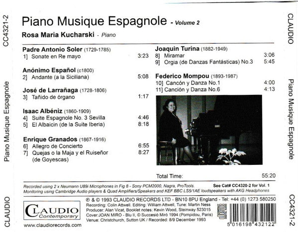 Rosa María Kucharski : Piano Musique Espagnole • Volume 2 (CDr)