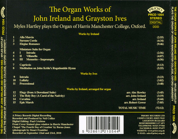 Myles Hartley : The Organ Works Of John Ireland & Grayston Ives (CD, Album)