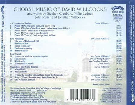 The King's College Choir Of Cambridge Conducted By  David Willcocks : Choral Music of David Willcocks (CD, Album)