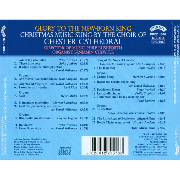 Chester Cathedral Choir, Philip Rushforth, Benjamin Chewter : Glory To The New-Born King (CD, Album)