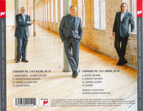 Emanuel Ax, Λεωνίδας Καβάκος, Yo-Yo Ma, Ludwig van Beethoven : Beethoven for Three - Symphonies Nos. 2 and 5 (CD)