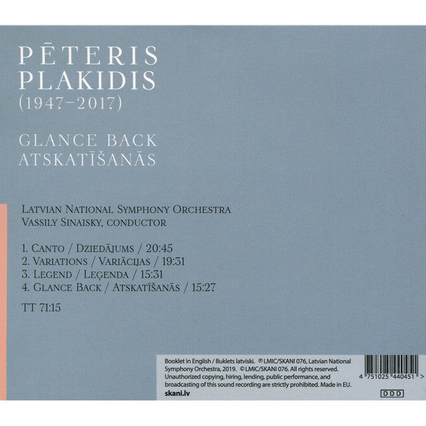 Pēteris Plakidis : Glance Back (CD, Album)