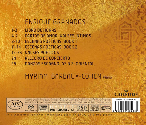 Enrique Granados, Myriam Barbaux-Cohen : Enrique Granados (SACD, Hybrid, Multichannel, Album)