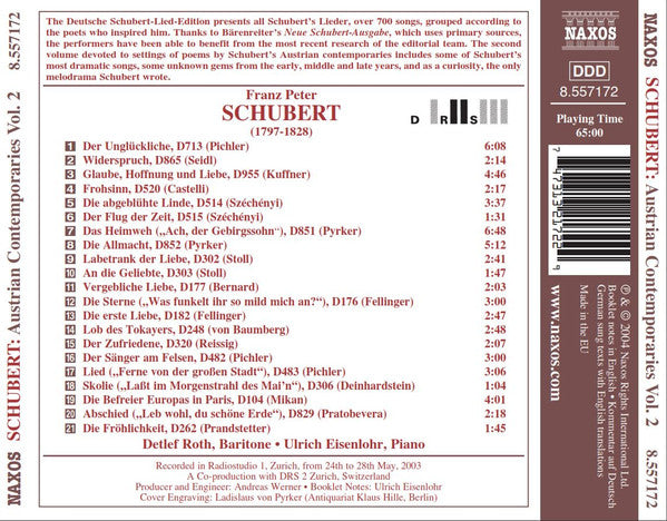 Franz Schubert - Detlef Roth, Ulrich Eisenlohr : Austrian Contemporaries Vol. 2 (CD)