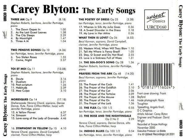 Carey Blyton : The Early Songs (CD, Album)