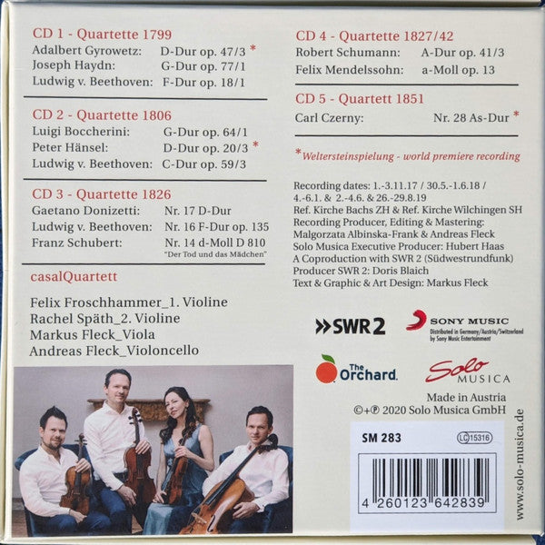 casalQuartet, Ludwig van Beethoven, Adalbert Gyrowetz, Joseph Haydn, Peter Hänsel, Luigi Boccherini, Gaetano Donizetti, Felix Mendelssohn-Bartholdy, Robert Schumann, Carl Czerny : Beethovens Welt 1799 - 1851 / Der Revolutionär & Seine Rivalen (5xCD)