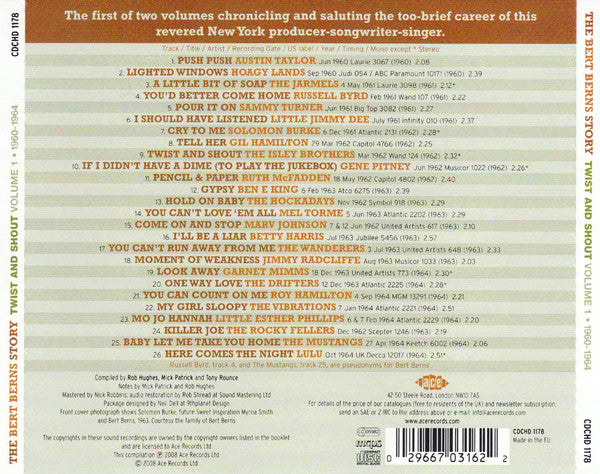 Bert Berns : The Bert Berns Story (Twist And Shout) (Volume 1 1960-1964) (CD, Comp, Mono, RM)