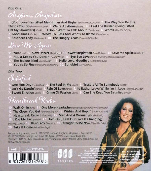 Rita Coolidge : Anytime... Anywhere / Love Me Again / Satisfied / Heartbreak Radio (2xCD, Comp, RE, RM)