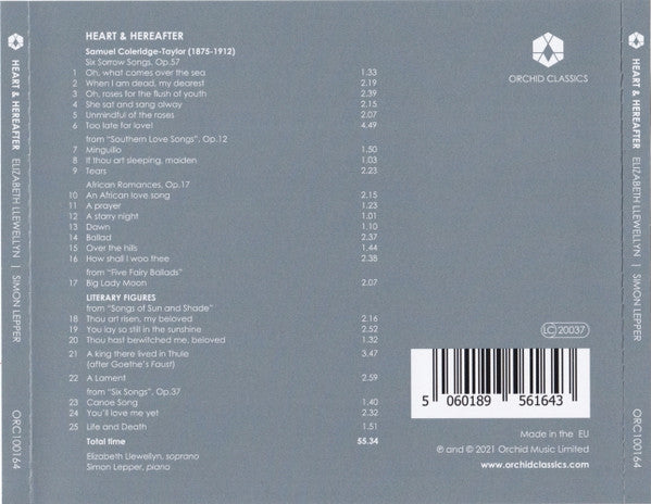 Samuel Coleridge-Taylor, Elizabeth Llewellyn, Simon Lepper : Heart & Hereafter - Collected songs of Samuel Coleridge-Taylor (CD)