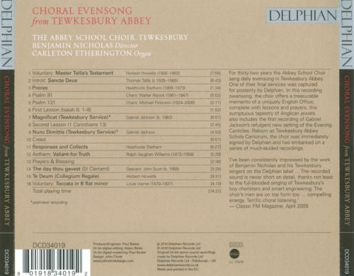The Choir Of The Abbey School, Tewkesbury, Benjamin Nicholas, Carleton Etherington : Choral Evensong From Tewkesbury Abbey (CD, Album)
