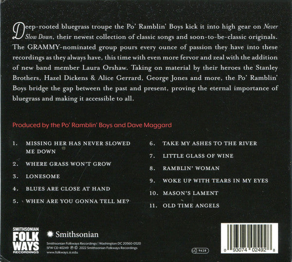 The Po' Ramblin' Boys : Never Slow Down (CD, Album)
